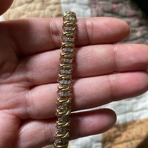 10K Gold Genuine Diamond Tennis Bracelet 7”
